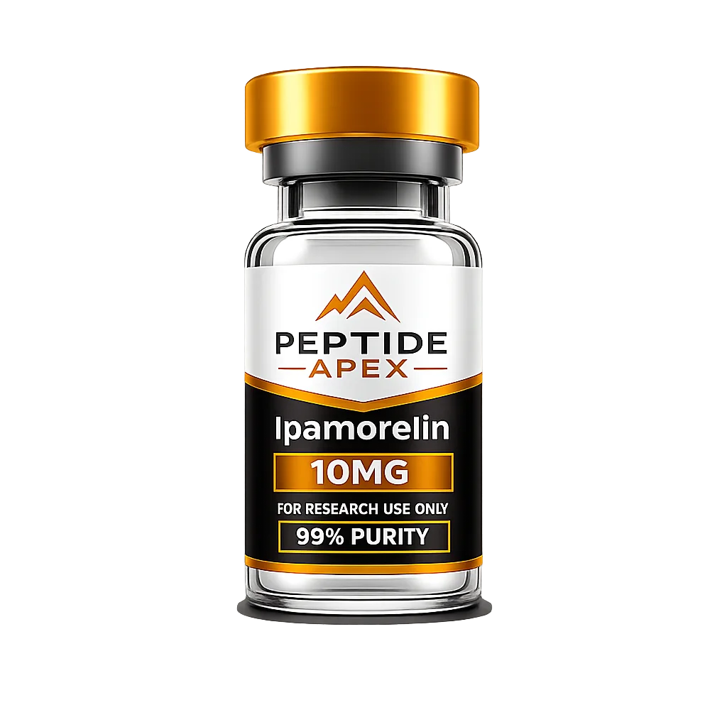 Ipamorelin product gallery image for recovery and repair research peptide: Ipamorelin is commonly studied for growth-hormone secretagogue receptor activity.
