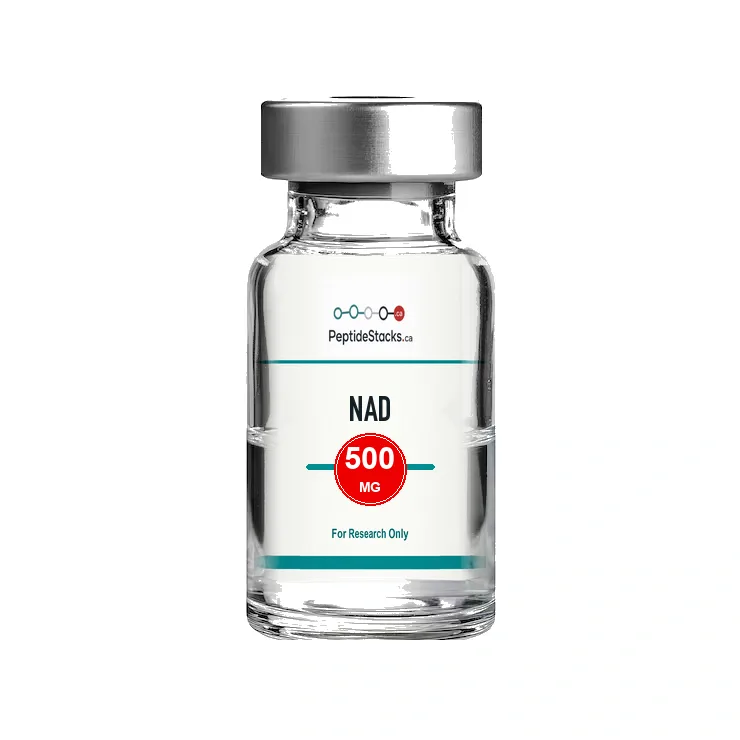 NAD+ product vial image for research peptide: NAD+ is commonly studied for cellular energy production and healthy-aging pathways.