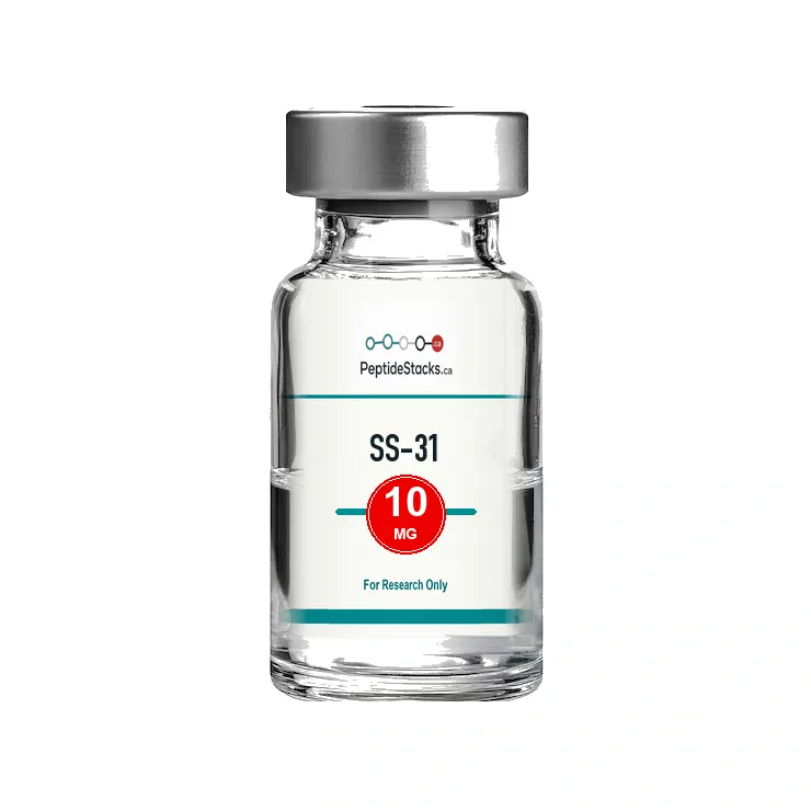 SS-31 product vial image for research peptide: SS-31 is commonly studied for mitochondrial protection and cellular energy pathways.